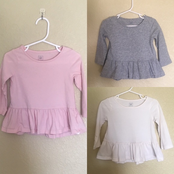 GAP Other - Gap Trio of Long Sleeve Peplum Tees 18-24mo